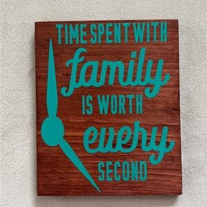 Wooden Family Quote Wall Decor - Teal and Brown